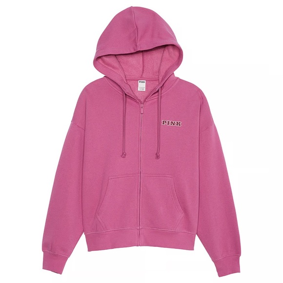 PINK Victoria Secret Ivy Fleece Campus Full Zip Hoodie - Picture 3 of 5